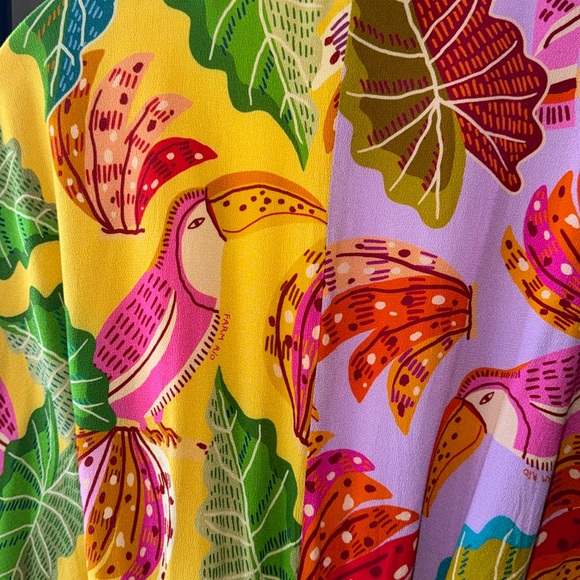 Farm Rio Tropical Mixed Beaks & Bananas Maxi Wrap Dress Size XL Multicolored - Picture 11 of 16